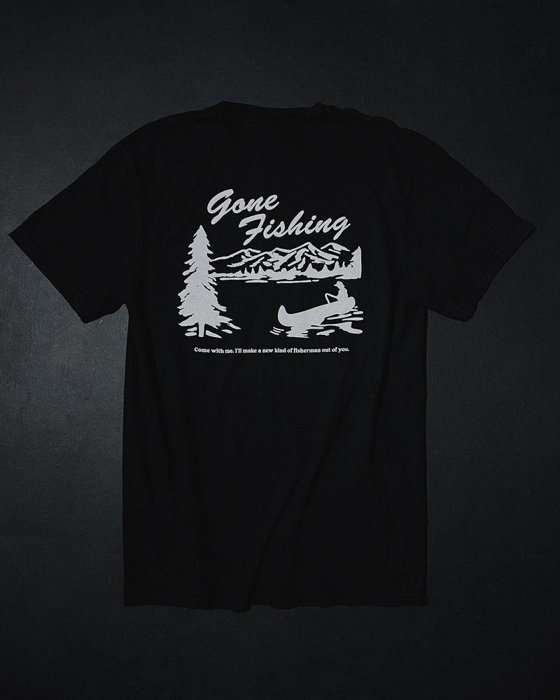 Bass Gone Fishing - Men's Word Art Long Sleeve T-Shirt XL / Black